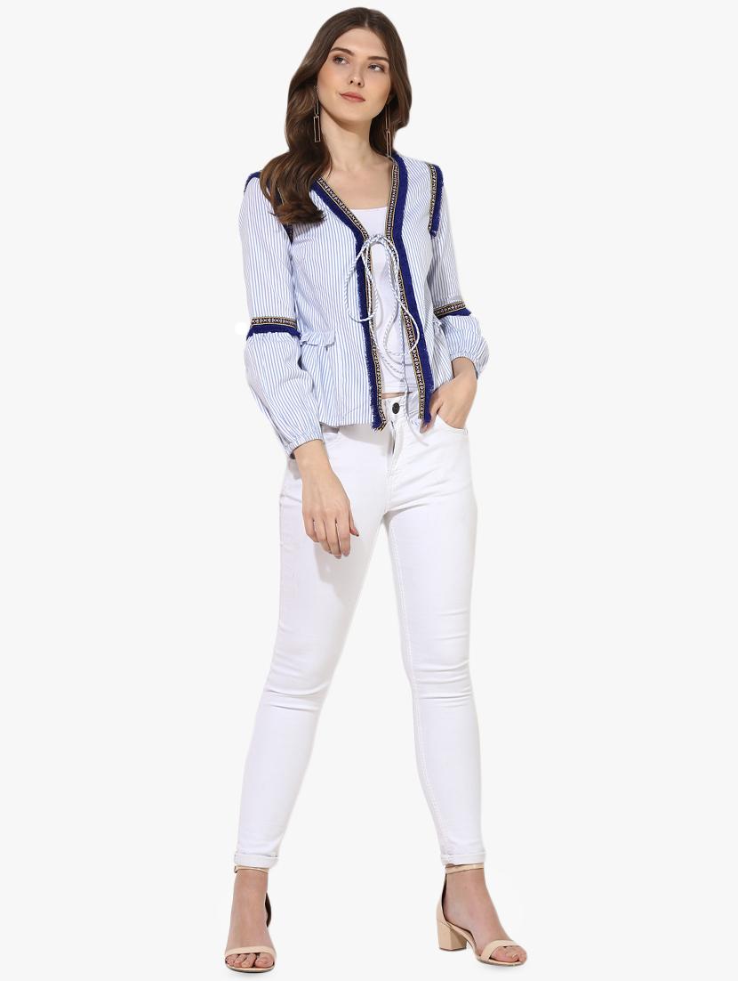 fringed lace striped shrug - 16701322 - Zoom Image - 4