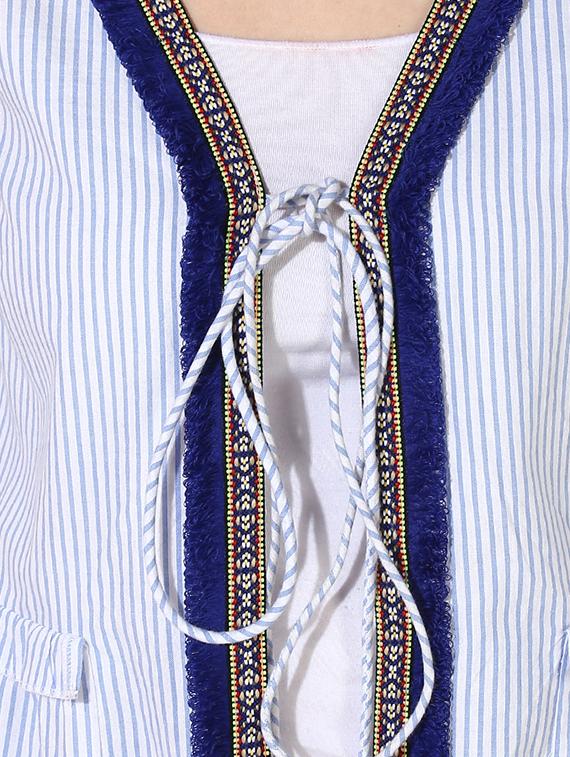 fringed lace striped shrug - 16701322 - Zoom Image - 5