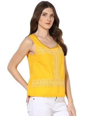 lace detail round neck top - 16701324 - Standard Image - 2