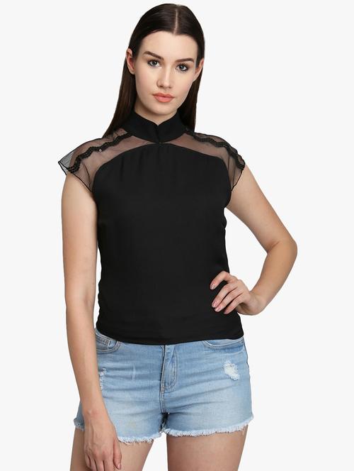 sequin embellished sheer panel top - 16701326 - Standard Image - 1