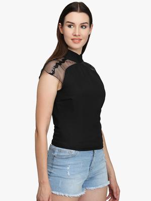 sequin embellished sheer panel top - 16701326 - Standard Image - 2
