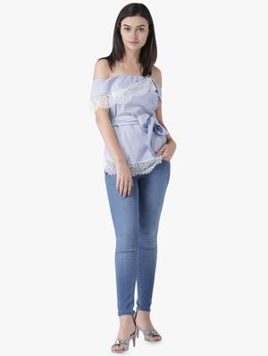 tie front striped top - 16701348 - Standard Image - 4