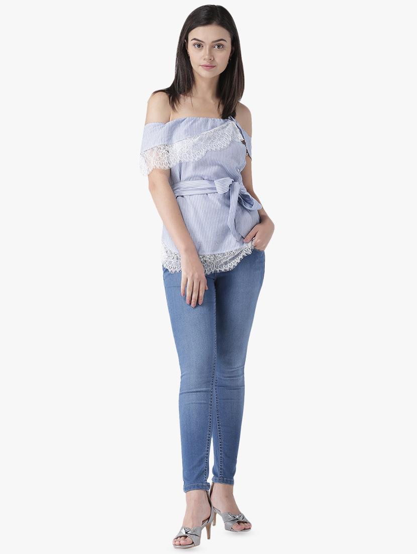 tie front striped top - 16701348 - Zoom Image - 4