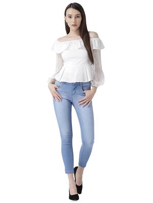 sheer sleeved off shoulder top - 16701365 - Standard Image - 4
