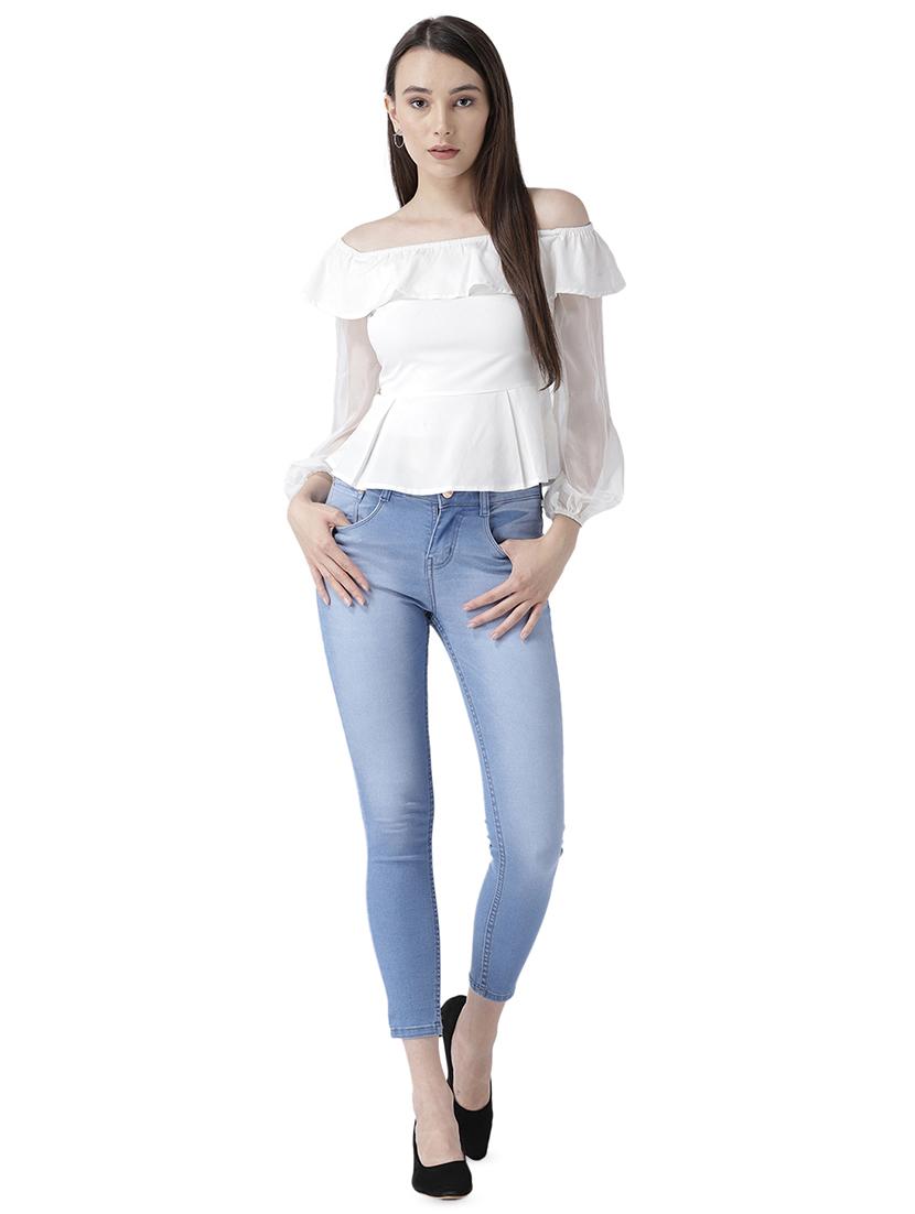 sheer sleeved off shoulder top - 16701365 - Zoom Image - 4