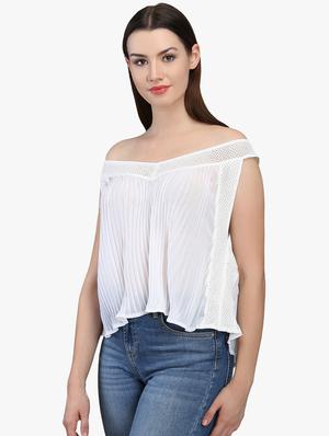 off shoulder pleated top - 16701382 - Standard Image - 2