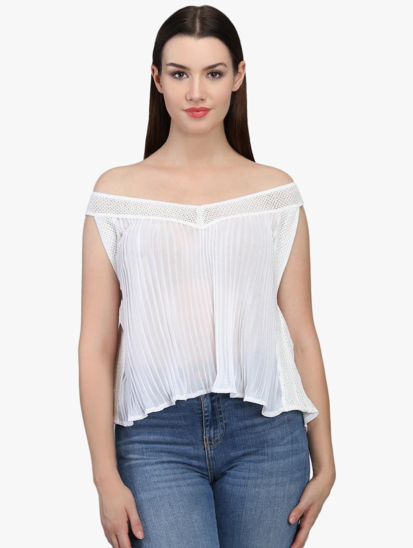off shoulder pleated top - 16701382 - Zoom Image - 1