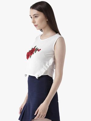 floral patch sleeeveless top - 16701383 - Standard Image - 2