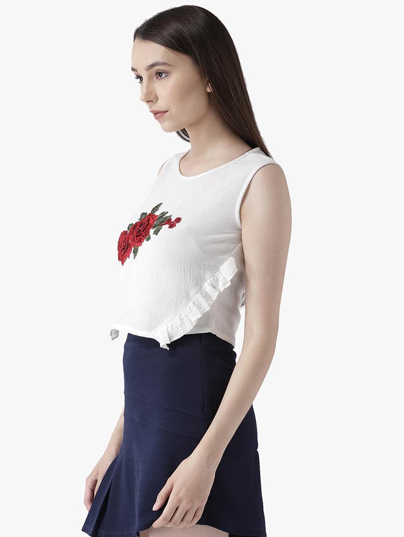 floral patch sleeeveless top - 16701383 - Zoom Image - 2