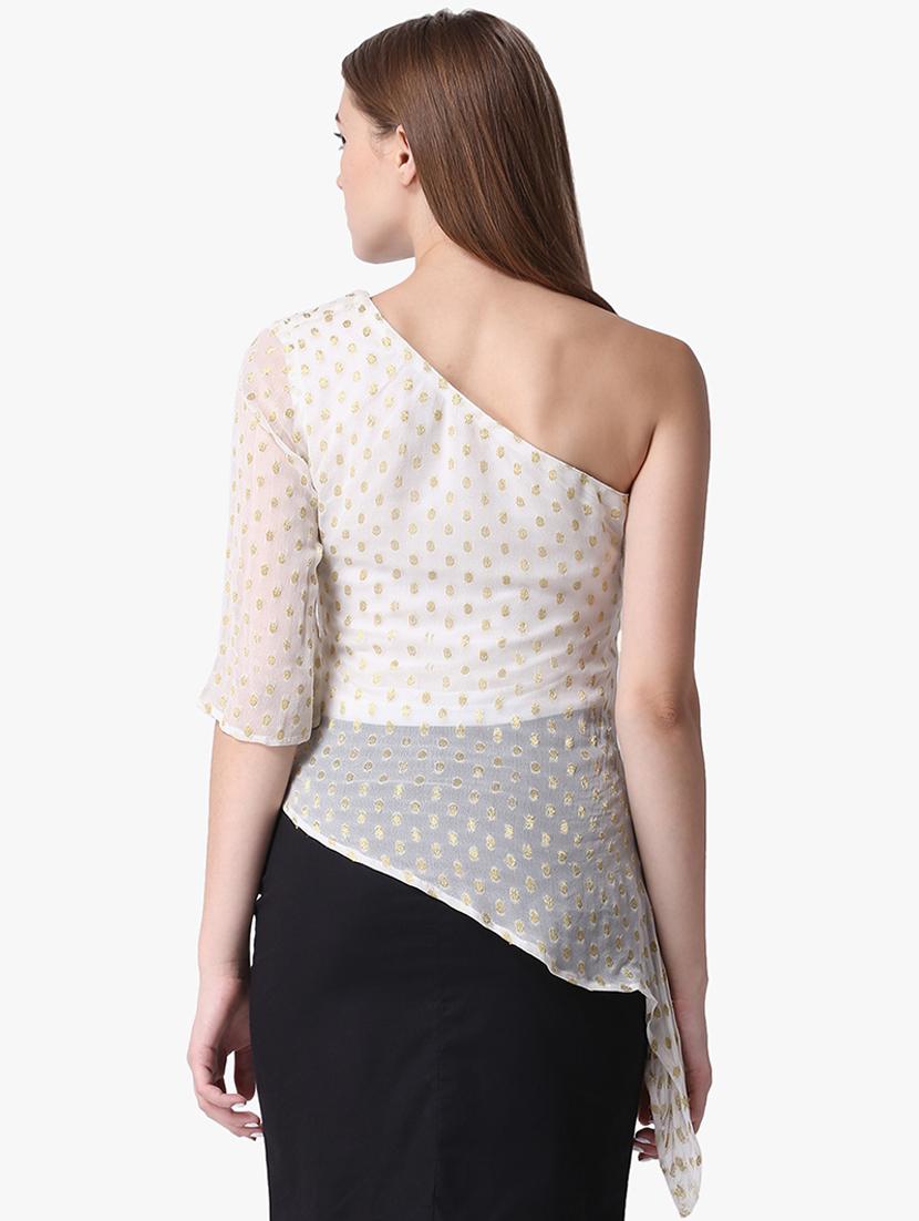 foil print single shoulder top - 16701407 - Zoom Image - 3