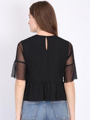 quirky patch bell sleeved top - 16701445 - Standard Image - 3
