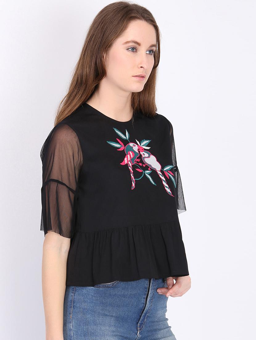 quirky patch bell sleeved top - 16701445 - Zoom Image - 2