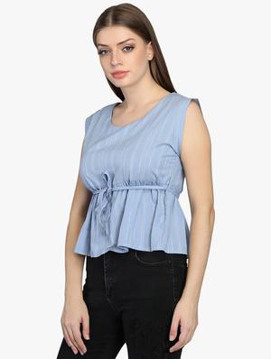 tie front striped top - 16701446 - Standard Image - 2