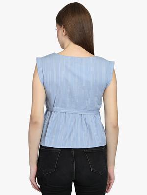 tie front striped top - 16701446 - Standard Image - 3