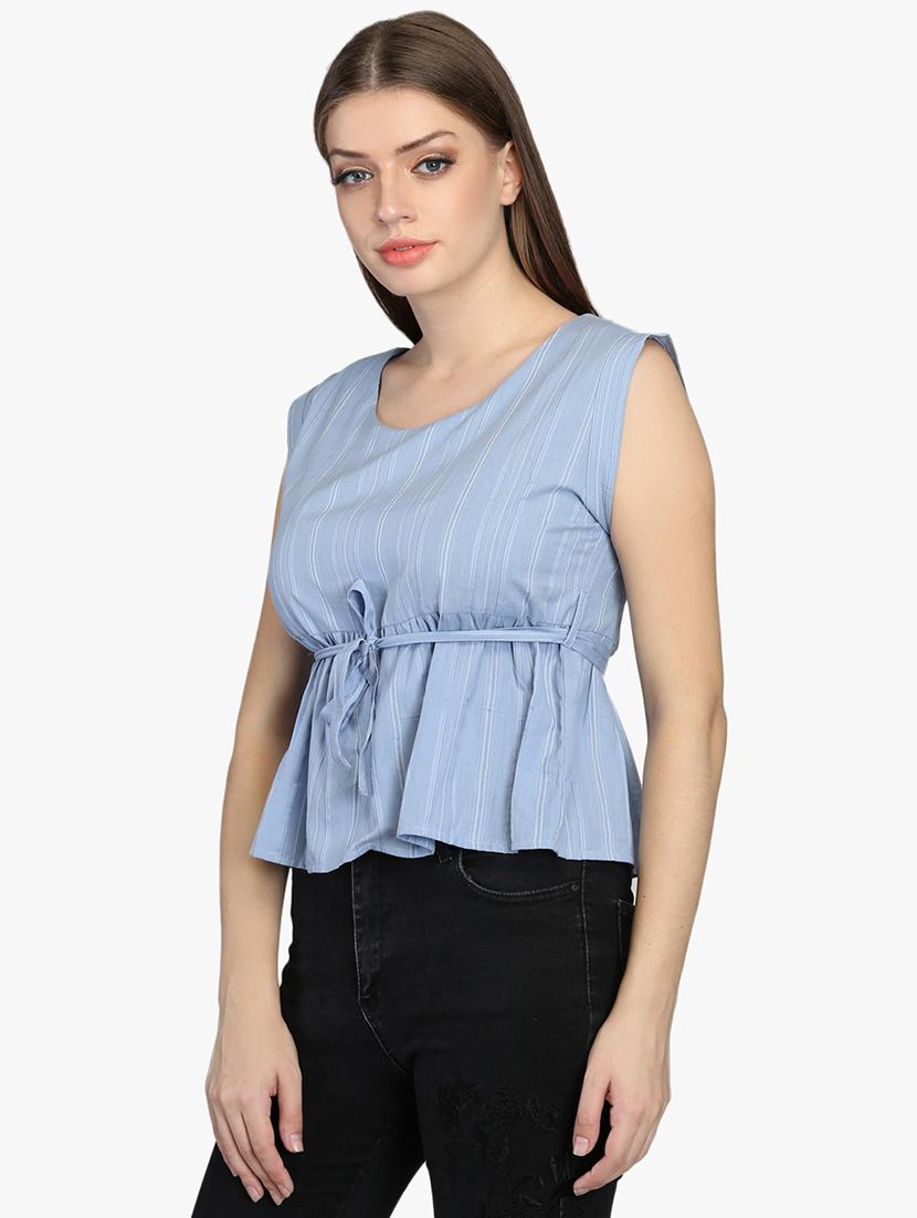 tie front striped top - 16701446 - Zoom Image - 2