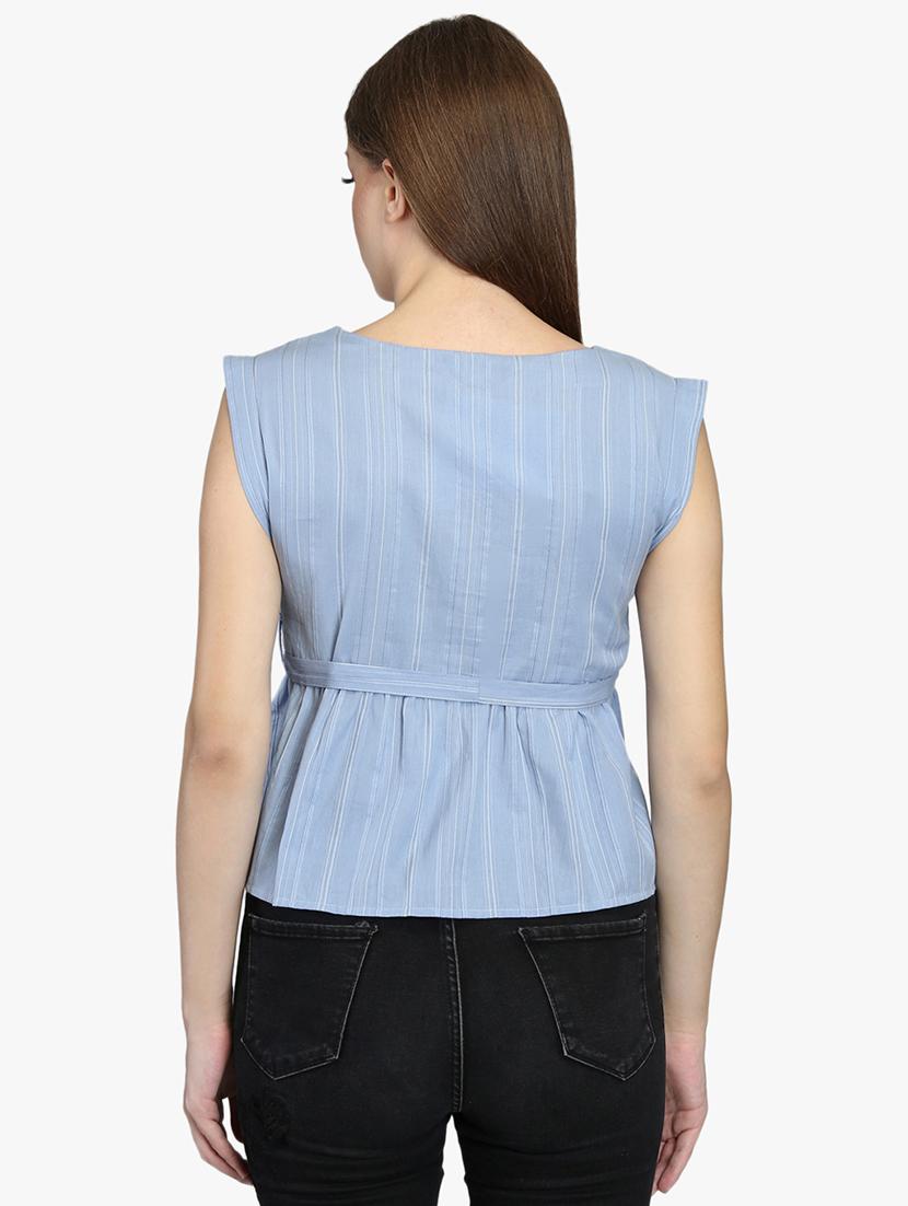 tie front striped top - 16701446 - Zoom Image - 3