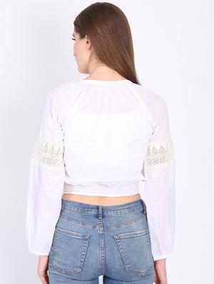 tie up neck lace detail top - 16701455 - Standard Image - 3