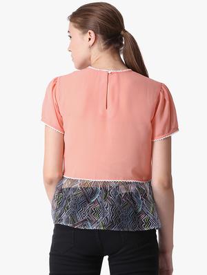 abstract sheer panel color block top - 16701465 - Standard Image - 3