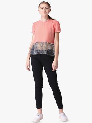 abstract sheer panel color block top - 16701465 - Standard Image - 4