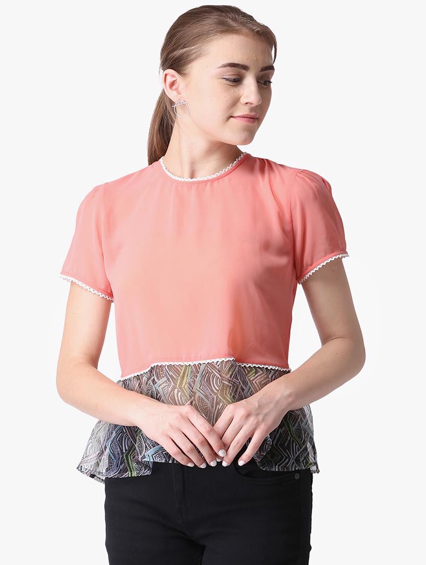 abstract sheer panel color block top - 16701465 - Zoom Image - 1