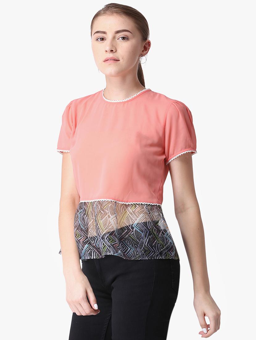 abstract sheer panel color block top - 16701465 - Zoom Image - 2