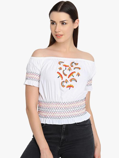 smocked detail embroidered top - 16701472 - Standard Image - 1