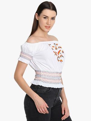 smocked detail embroidered top - 16701472 - Standard Image - 2