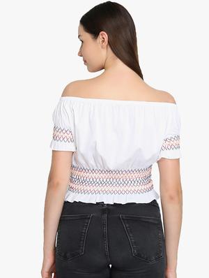 smocked detail embroidered top - 16701472 - Standard Image - 3