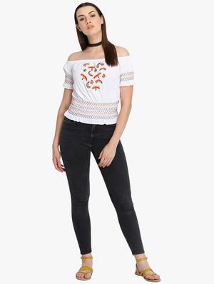 smocked detail embroidered top - 16701472 - Standard Image - 4