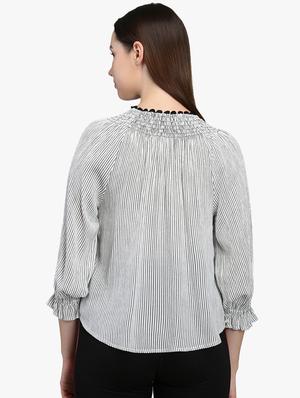 tie up neck striped top - 16701482 - Standard Image - 3