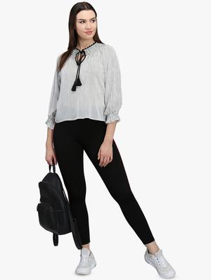 tie up neck striped top - 16701482 - Standard Image - 4