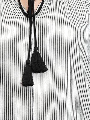 tie up neck striped top - 16701482 - Standard Image - 5