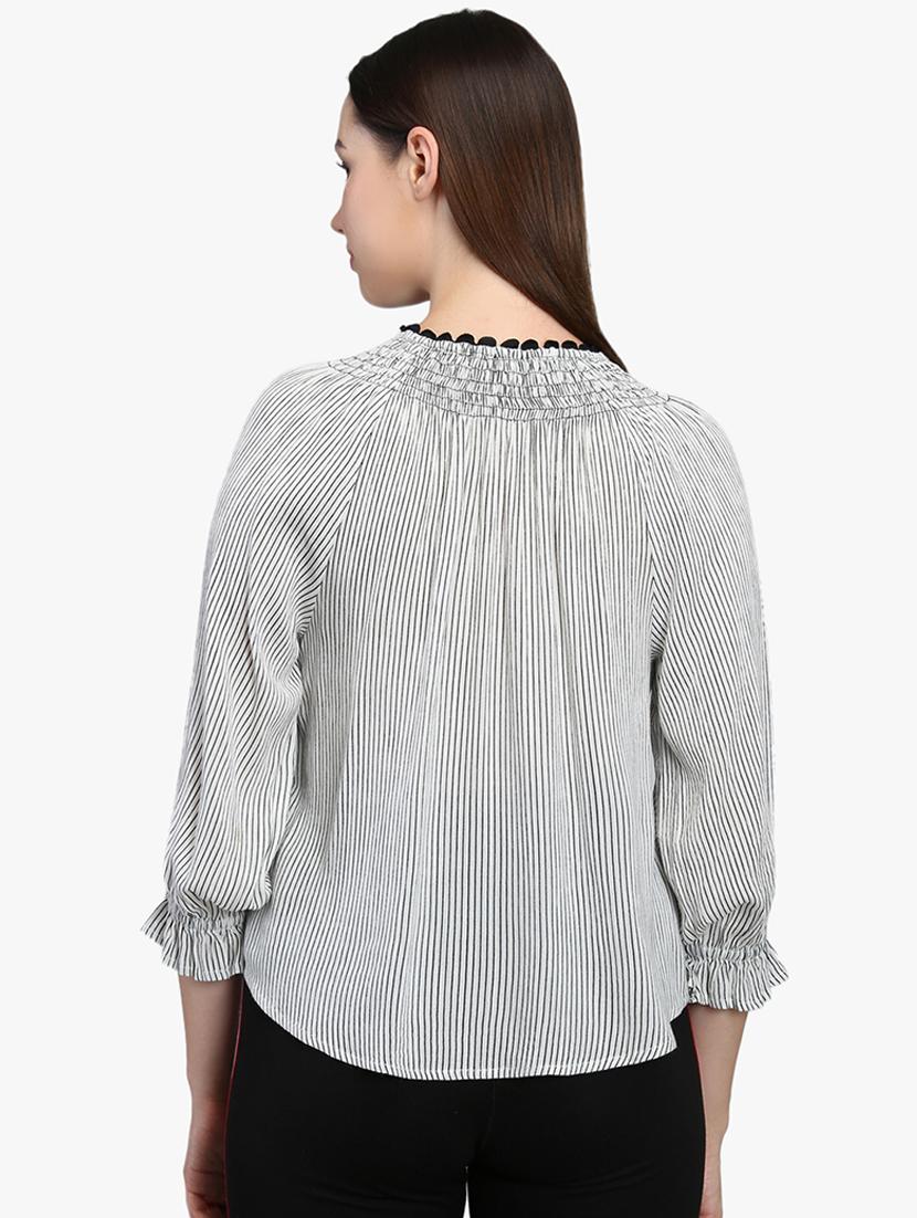 tie up neck striped top - 16701482 - Zoom Image - 3