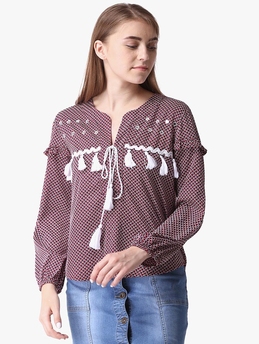 tassel detail printed top - 16701483 - Zoom Image - 1