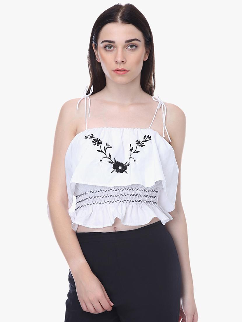 tie knot shoulder crop top - 16701484 - Zoom Image - 1