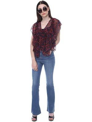 v neck floral ruffle detail top - 16701508 - Standard Image - 4