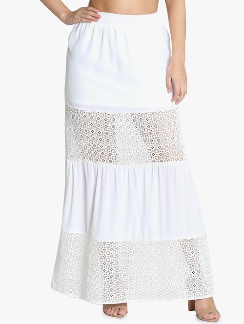 high rise lace inserted maxi skirt - 16701535 - Standard Image - 1