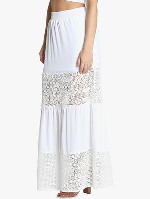 high rise lace inserted maxi skirt - 16701535 - Standard Image - 2