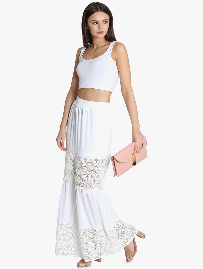 high rise lace inserted maxi skirt - 16701535 - Zoom Image - 4