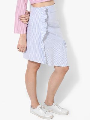 ruffle detail striped asymmetric skirt - 16701544 - Standard Image - 2