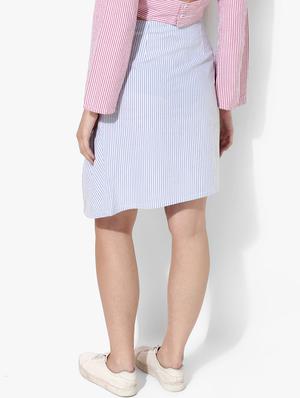 ruffle detail striped asymmetric skirt - 16701544 - Standard Image - 3