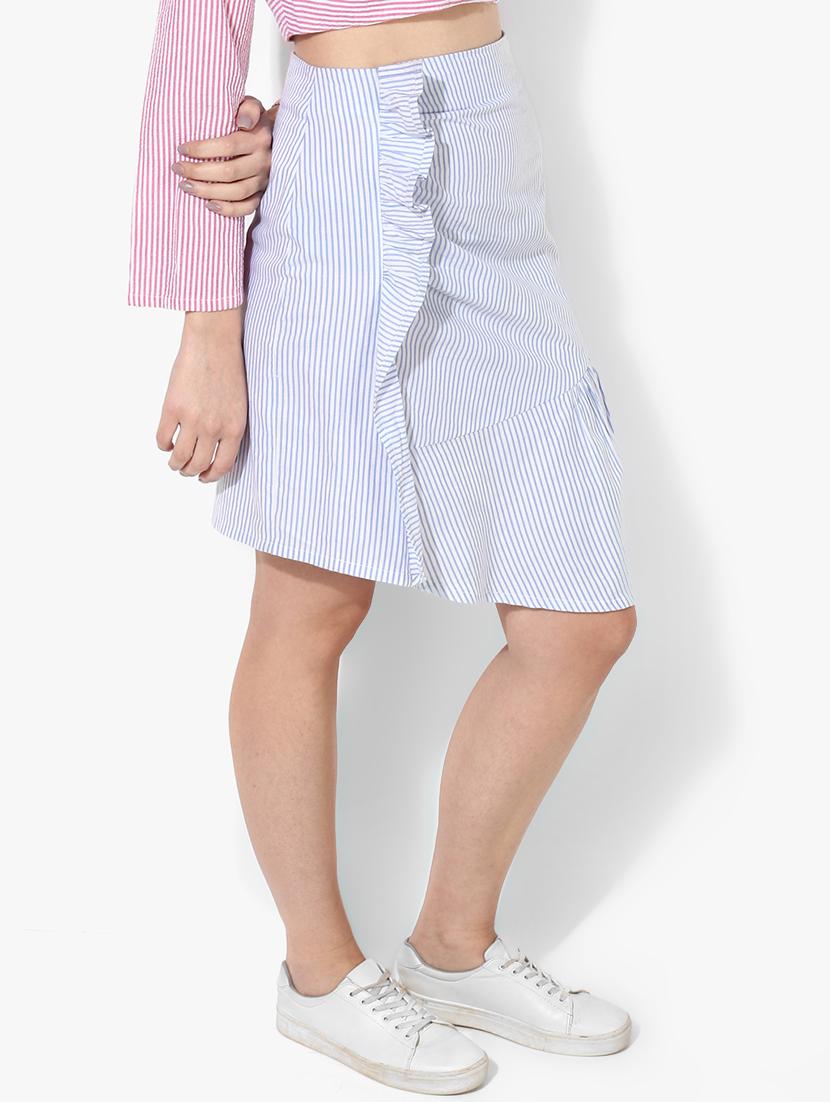 ruffle detail striped asymmetric skirt - 16701544 - Zoom Image - 2