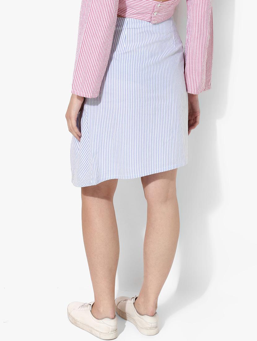 ruffle detail striped asymmetric skirt - 16701544 - Zoom Image - 3