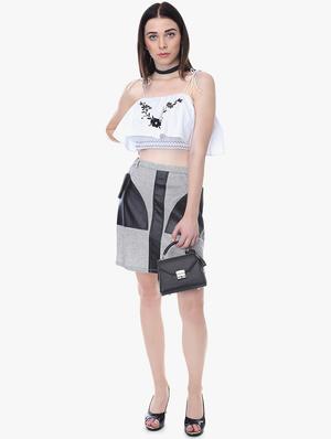 high rise leather patch skirt - 16701549 - Standard Image - 4