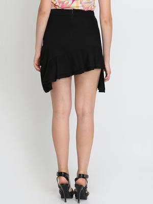 high rise ruffle detail asymmetric skirt - 16701561 - Standard Image - 3