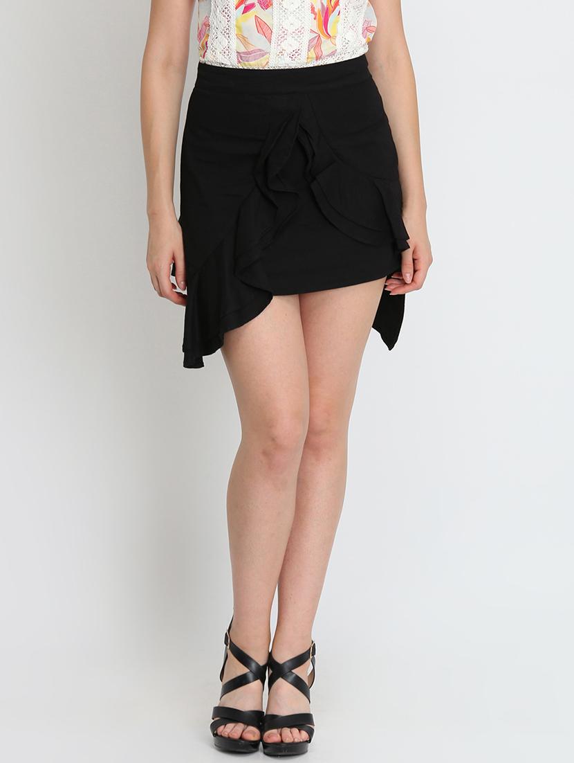 high rise ruffle detail asymmetric skirt - 16701561 - Zoom Image - 1
