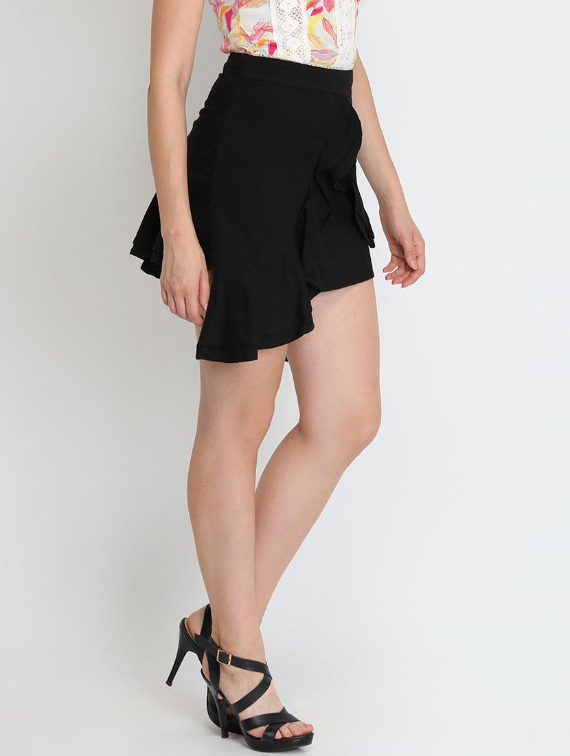 high rise ruffle detail asymmetric skirt - 16701561 - Zoom Image - 2