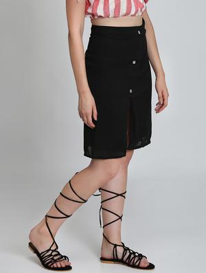 high rise button detail a-line skirt - 16701580 - Standard Image - 2