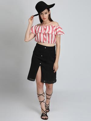 high rise button detail a-line skirt - 16701580 - Standard Image - 4