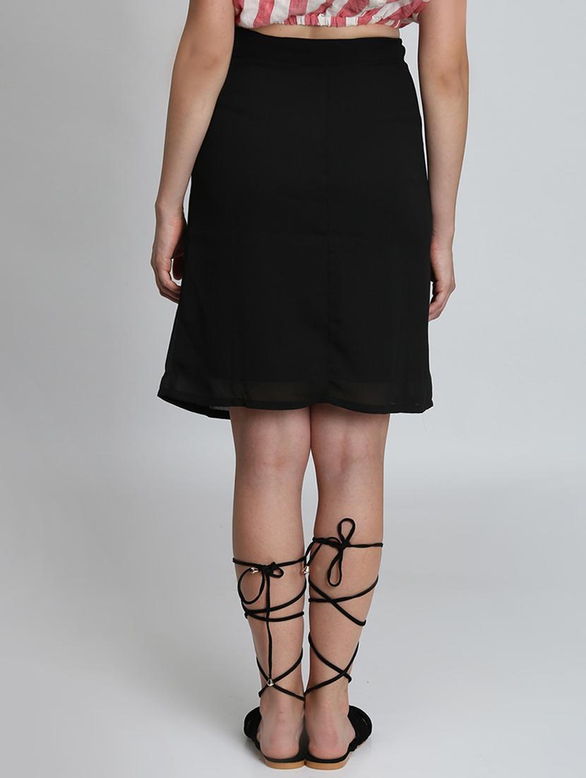 high rise button detail a-line skirt - 16701580 - Zoom Image - 3